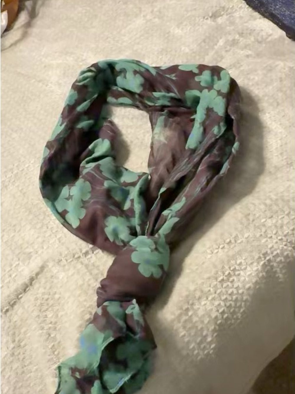 Floral Print Lightweight Scarf in Teal and Brown 70x39